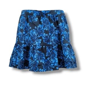Who What Wear Blue Floral Tiered Mini Skirt XL Cotton Elastic Waist